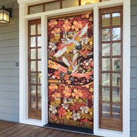 Japanese Hawaiian Crane Door Cover Yellow Ochre Tapa Patchwork Pattern LT9 - Polynesian Pride