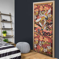 Japanese Hawaiian Crane Door Cover Yellow Ochre Tapa Patchwork Pattern LT9 - Polynesian Pride