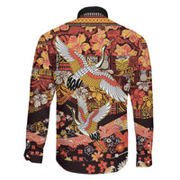 Japanese Hawaiian Crane Family Matching Short Sleeve Bodycon Dress and Hawaiian Shirt Yellow Ochre Tapa Patchwork Pattern