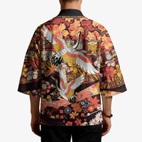 Japanese Hawaiian Crane Kimono Yellow Ochre Tapa Patchwork Pattern