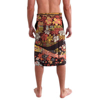 Japanese Hawaiian Crane Lavalava Yellow Ochre Tapa Patchwork Pattern LT9 - Polynesian Pride