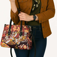 Japanese Hawaiian Crane Leather Bag Yellow Ochre Tapa Patchwork Pattern LT9 - Polynesian Pride
