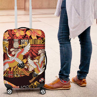 Japanese Hawaiian Crane Luggage Cover Yellow Ochre Tapa Patchwork Pattern LT9 Yellow - Polynesian Pride