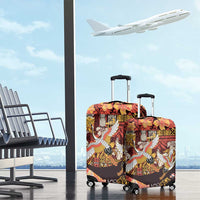 Japanese Hawaiian Crane Luggage Cover Yellow Ochre Tapa Patchwork Pattern LT9 - Polynesian Pride
