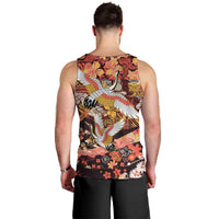 Japanese Hawaiian Crane Men Tank Top Yellow Ochre Tapa Patchwork Pattern LT9 - Polynesian Pride