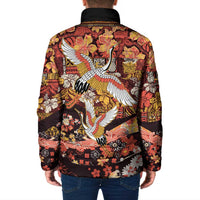 Japanese Hawaiian Crane Padded Jacket Yellow Ochre Tapa Patchwork Pattern LT9 - Polynesian Pride