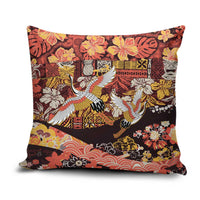 Japanese Hawaiian Crane Pillow Cover Yellow Ochre Tapa Patchwork Pattern LT9 Yellow - Polynesian Pride