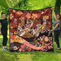 Japanese Hawaiian Crane Quilt Yellow Ochre Tapa Patchwork Pattern LT9 - Polynesian Pride