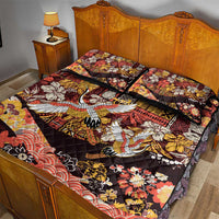 Japanese Hawaiian Crane Quilt Bed Set Yellow Ochre Tapa Patchwork Pattern LT9 - Polynesian Pride