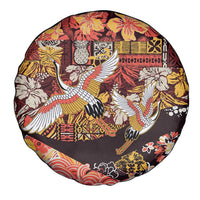 Japanese Hawaiian Crane Spare Tire Cover Yellow Ochre Tapa Patchwork Pattern LT9 - Polynesian Pride