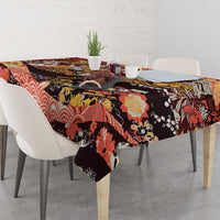 Japanese Hawaiian Crane Tablecloth Yellow Ochre Tapa Patchwork Pattern LT9 - Polynesian Pride