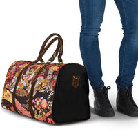 Japanese Hawaiian Crane Travel Bag Yellow Ochre Tapa Patchwork Pattern LT9 - Polynesian Pride