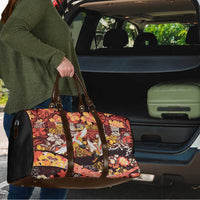 Japanese Hawaiian Crane Travel Bag Yellow Ochre Tapa Patchwork Pattern LT9 - Polynesian Pride