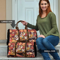 Japanese Hawaiian Crane Travel Bag Yellow Ochre Tapa Patchwork Pattern LT9 - Polynesian Pride
