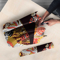 Japanese Hawaiian Crane Umbrella Yellow Ochre Tapa Patchwork Pattern LT9 - Polynesian Pride