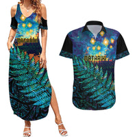 Matariki Te Tau Hou Maori Couples Matching Summer Maxi Dress and Hawaiian Shirt New Zealand Silver Fern Night Starry Sky