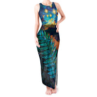 Matariki Te Tau Hou Maori Tank Maxi Dress New Zealand Silver Fern Night Starry Sky LT9 Women Black - Polynesian Pride
