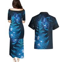 New Zealand Matariki Couples Matching Puletasi and Hawaiian Shirt Blue Milky Way Stars Night Sky LT9 - Polynesian Pride