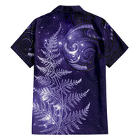 New Zealand Matariki Family Matching Puletasi and Hawaiian Shirt Purple Milky Way Stars Night Sky