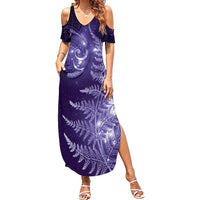 New Zealand Matariki Summer Maxi Dress Purple Milky Way Stars Night Sky LT9 Women Purple - Polynesian Pride