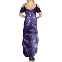 New Zealand Matariki Summer Maxi Dress Purple Milky Way Stars Night Sky LT9 - Polynesian Pride