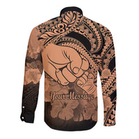 Personalised Polynesian Pride Happy Father Day Long Sleeve Button Shirt I Love You Dad - Polynesian Tribal Nude LT9 - Polynesian Pride