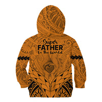 Polynesian Father's Day Gift For Dad Kid Hoodie Super Father In The World - Gold Polynesian Pattern LT9 - Polynesian Pride