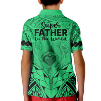 Polynesian Father's Day Gift For Dad Kid Polo Shirt Super Father In The World - Green Polynesian Pattern LT9 - Polynesian Pride