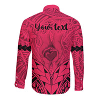 Personalised Polynesian Father's Day Gift For Dad Long Sleeve Button Shirt Super Father In The World - Pink Polynesian Pattern LT9 - Polynesian Pride