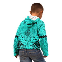 Personalised Polynesian Father's Day Gift For Dad Kid Hoodie Super Father In The World - Turquoise Polynesian Pattern LT9 - Polynesian Pride