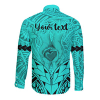 Personalised Polynesian Father's Day Gift For Dad Long Sleeve Button Shirt Super Father In The World - Turquoise Polynesian Pattern LT9 - Polynesian Pride