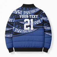 Fiji Rugby Pacific Custom Bomber Puffer Jacket Pasifika Tapa Pattern - Polynesian Pride