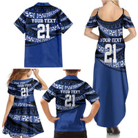 Fiji Rugby Pacific Custom Family Matching Summer Maxi Dress and Hawaiian Shirt Pasifika Tapa Pattern