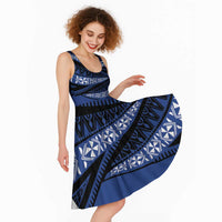 Fiji Rugby Pacific Custom Midi Dress Pasifika Tapa Pattern - Polynesian Pride