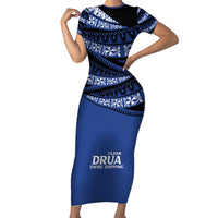 Fiji Rugby Pacific Custom Short Sleeve Bodycon Dress Pasifika Tapa Pattern
