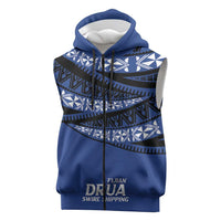 Fiji Rugby Pacific Custom Sleeveless Zip Hoodie Pasifika Tapa Pattern LT9 Blue - Polynesian Pride