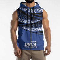 Fiji Rugby Pacific Custom Sleeveless Zip Hoodie Pasifika Tapa Pattern LT9 - Polynesian Pride