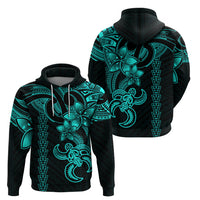 Hawaiian Tribal Hoodie Polynesian Kakau Turtle Aqua LT9 - Polynesian Pride