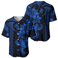 Hawaiian Tribal Baseball Jersey Polynesian Kakau Turtle - Blue LT9 - Polynesian Pride