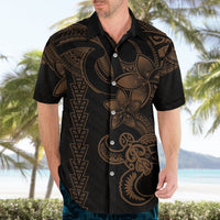 Hawaiian Tribal Hawaiian Shirt Polynesian Kakau Turtle - Gold LT9 - Polynesian Pride