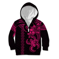 Hawaiian Tribal Kid Hoodie Polynesian Kakau Turtle - Pink LT9 - Polynesian Pride