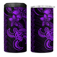 Purple Hawaiian Kakau Turtle 4 in 1 Can Cooler Tumbler Polynesian Tribal