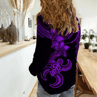 Hawaiian Tribal Women Casual Shirt Polynesian Kakau Turtle - Purple LT9 - Polynesian Pride
