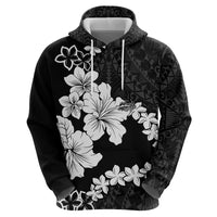 American Samoa Lotu Tamaiti Hoodie White Sunday Plumeria Black Vibe