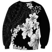 American Samoa Lotu Tamaiti Sweatshirt White Sunday Plumeria Black Vibe
