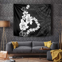 American Samoa Lotu Tamaiti Tapestry White Sunday Plumeria Black Vibe