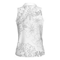 American Samoa Lotu Tamaiti Women Sleeveless Polo Shirt White Sunday Plumeria White Vibe