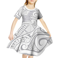 Lotu Tamaiti Samoa Siapo Kid Short Sleeve Dress White Sunday With Teuila Torch Ginger