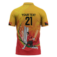 Custom Cricket PNG East Asia-Pacific Zipper Polo Shirt Papua New Guinea Rise to Power - Polynesian Pride