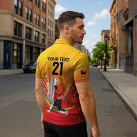 Custom Cricket PNG East Asia-Pacific Zipper Polo Shirt Papua New Guinea Rise to Power - Polynesian Pride